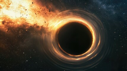 Wall Mural -  Numerical energy streams being sucked into a black hole gravitational pull.