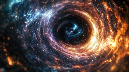 Wall Mural - Numerical patterns radiating from a black holeâ€™s core, representing energy and time.