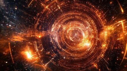 Wall Mural - Sacred numerology symbols glowing brightly near a black holeâ€™s gravitational pull.