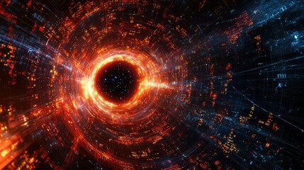 Wall Mural -  A vortex of numbers leading into the heart of a black hole.