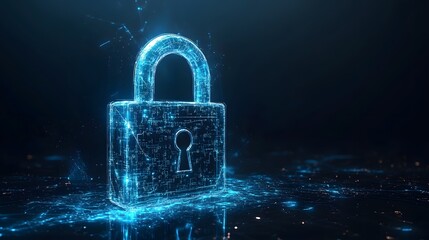 Digital padlock glowing in cyberspace virtual security concept