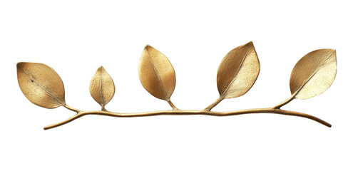Wall Mural - Golden branch with leaves isolated on transparent background