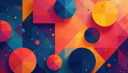 Wall Mural - geometric abstract shapes, endlessly repeating in a vibrant color scheme , style, contemporary