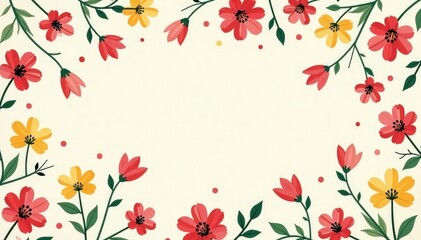 Wall Mural - simple repeating floral motif on a light background, wallpaper, repeating