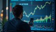 © Chonly - Zoomed in shot of an economist analyzing GDP growth data, back view.