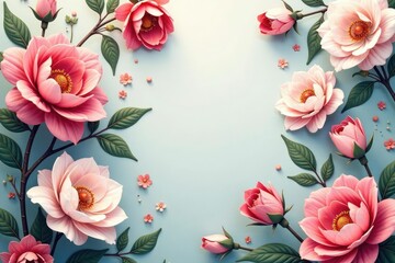 Canvas Print - subtle floral motif endlessly repeating in soft hues , spring, background, illustration