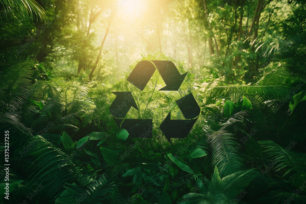 Foto de Stock Reduce, reuse, recycle symbol in the middle of a ...