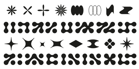 Wall Mural - abstract metaball shapes set isolated on white background. vector illustration of black dots connect