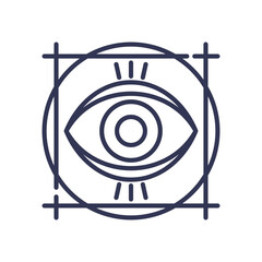 Wall Mural - outlined eye symbolizing vision and clarity within geometric shapes.
