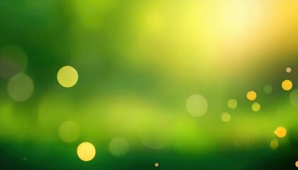 Poster - soft-focus green nature background with warm golden bokeh lights, dreamy abstract blur for eco design, spring or summer mood

