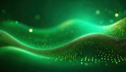 Leinwandbilder - abstract green wave with glowing particles, futuristic digital background, technology concept, energy flow, sci-fi design

