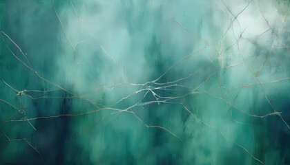 Fototapete - cracked turquoise glass texture with intricate fractures and subtle light reflections, abstract background for design projects

