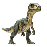 Angled view full body shot of extremely perfect looking single Xiaosaurus dinosaur isolated on a white transparent background