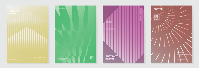 Wall Mural - abstract line wave poster background vector set. minimalist cover template with vibrant perspective 