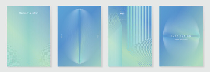 Aufkleber - Abstract line wave poster background vector set. Minimalist cover template with vibrant perspective line wave in motion. Ideal design for social media, cover, banner, flyer, music, ads.