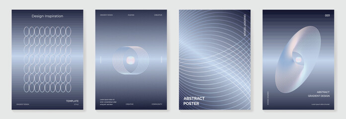 Wall Mural - modern gradient poster background vector set. minimalist cover template with vibrant perspective geo