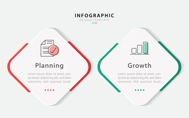 Poster - business infographic template. 2 step timeline journey. process diagram, 2 options on white backgrou