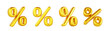 © marozhkastudio - 3d set of gold percent sign front and side angle view. Golden percentage render icon, discount, bonus, offer and sale symbol. Realistic font for web design, isolated design elements