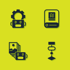 Wall Mural - Set Robot setting, Algorithm, Artificial intelligence robot and AI icon. Vector