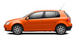 © andrew7726 - Modern European car with a side view, hatchback body, all orange. In png format on a transparent background.