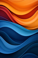 Poster - A harmonious blend of blue and orange in a swirling reflective ribbon, coiled in a modern wave