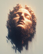 © Oleksandr - A conceptual render of a Greek goddess statue face caught mid-glitch, emerging from a warped