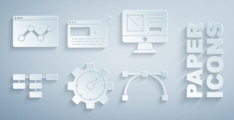 Wall Mural - Set Website statistic, UI or UX design, Site map, Bezier curve, and icon. Vector