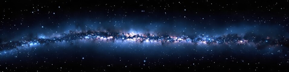 Stunning cosmic galaxy with glowing blue and white stars in deep space.