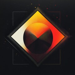 Poster - Abstract Geometric Composition with Concentric Circles and Vibrant Color Gradients on Dark Background