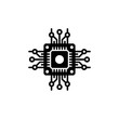 © MatandSterre - Minimalist CPU Icon: Black Chip on White, Technology Concept