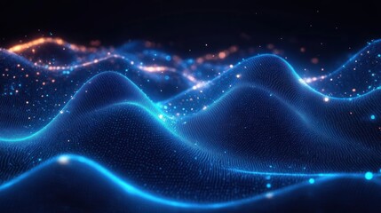 Futuristic Digital Waveform Technology Abstract with Coding Patterns Information Flow and Data Connectivity