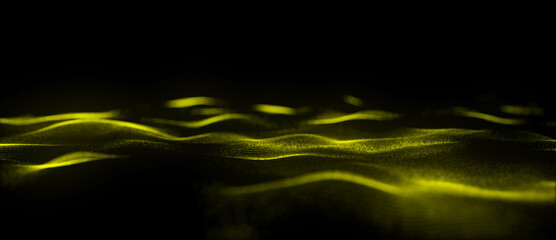 Wall Mural - digital dynamic wave of particles. abstract fire futuristic background. big data visualization. 3d r