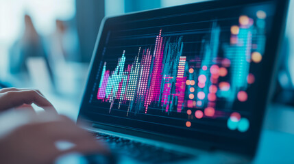 Analyzing financial data on computer screen
