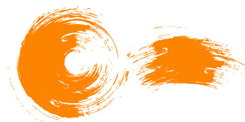 Wall Mural - orange yellow brush stroke isolated on white background. orange abstract stroke. colorful oil paint 