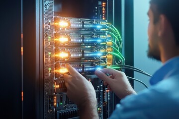 Wall Mural - a computer network integrating iot devices for efficient data processing.