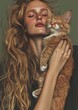 © Felomena - woman embraces ginger cat with closed eyes