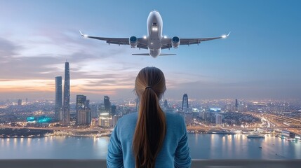 Wall Mural - a remote worker using ai tools to boost productivity and efficiency while traveling.