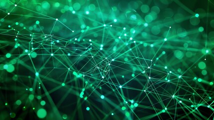 Wall Mural - glowing green neural network. artificial intelligence. plexus. 3d rendering.