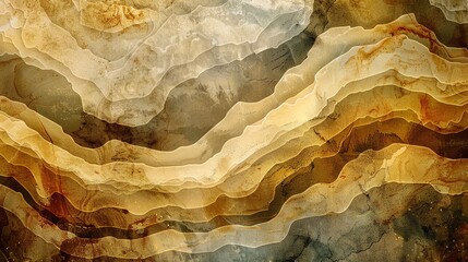 Wall Mural - abstract painting with a rough texture. the colors are brown, yellow, and white.