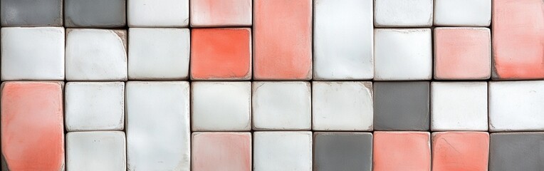 Aufkleber - Elegant coral and gray blocks dissolving softly into a modern wall texture, perfect for sophisticated backgrounds and subtle geome