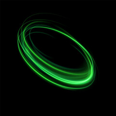 Fototapete - Green neon ring. Glowing circle. Glow effect. Round light frame. abstract light lines of movement and speed. Abstract light lines of movement and speed. light green ellipse.	