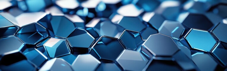 Fototapete - Abstract luminous background featuring futuristic geometric patterns in shades of blue, creating a sense of depth and crystalline texture.