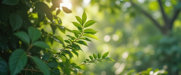 Aufkleber - Sunlight Through Forest Leaves Creates a Serene Green Atmosphere