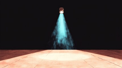 Canvas Print - dramatic spotlight illuminating an empty stage with vibrant blue light