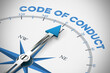© Robert Kneschke - Kompass zeigt auf Schriftzug Code of Conduct als Business Konzept
