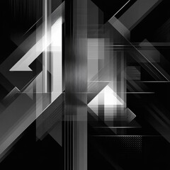 Poster - Abstract Geometric Composition: Contrasting Light and Shadow in a Dynamic Black and White Design