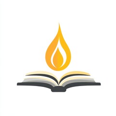 Poster - Open Book Under a Flame: Symbol of Knowledge, Illumination, and Inspiration through Education