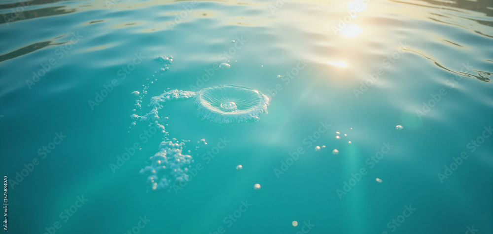 Water surface. Abstract blue background with ripples and waves, lake or ...