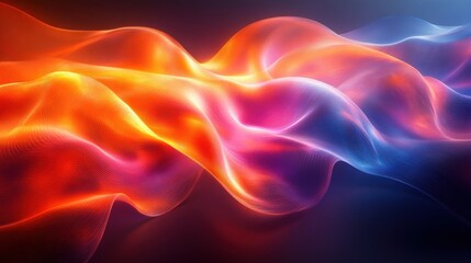 Wall Mural - abstract vibrant flowing energy waves, dark background