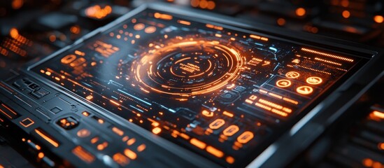 Futuristic HUD display with glowing interface